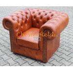 Klassisk XL jordnöt, whisky (C12) Chesterfield fåtölj helt i äkta skinn