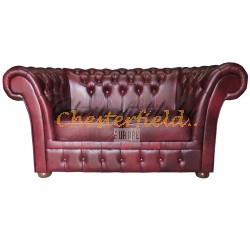 Windchester Chesterfield 2 sits soffa (A7) oxblod i färg helt i äkta skinn
