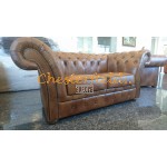 Windchester XL Chesterfield 2 sits soffa (S12) guld i färg helt i äkta skinn