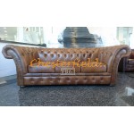 Windchester Chesterfield 3 sits soffa (S12) guld i färg helt i äkta skinn