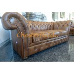 Windchester XL Chesterfield 3 sits soffa (S12) guld i färg helt i äkta skinn