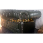 Klassisk Chesterfield 3+1+1 soffgrupp antikgrön (A8)i färg helt i äkta skinn