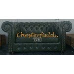 Klassisk Chesterfield 3+1 soffgrupp antikgrön (A8)i färg helt i äkta skinn