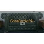 Klassisk Chesterfield 3+1+1 soffgrupp antikgrön (A8)i färg helt i äkta skinn