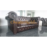 Klassisk Chesterfield XL 3 sits soffa (A5) brun i färg helt i äkta skinn