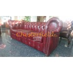 Klassisk XL Chesterfield 3 sits soffa (A7) oxblod i färg helt i äkta skinn