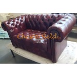 Williams XL Chesterfield 2 sits soffa (A7) oxblod i färg helt i äkta skinn