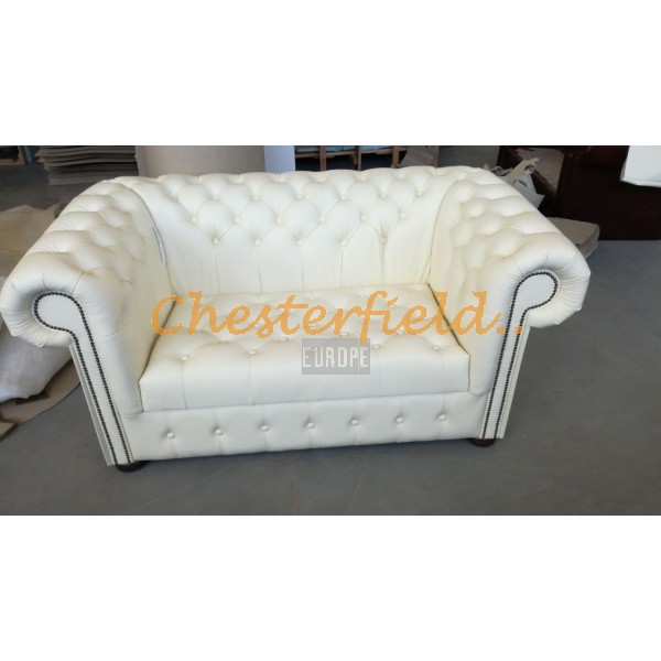 Williams XL Chesterfield 2 sits soffa (K2) vanilj i färg helt i äkta skinn