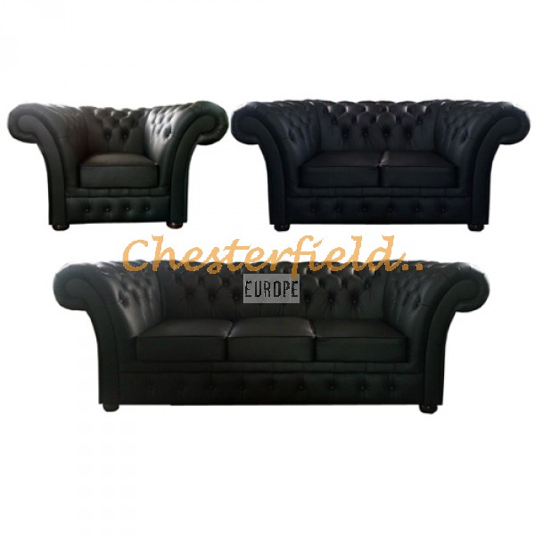 Windchester Chesterfield 3+2+1 soffgrupp svart (K70) i färg helt i äkta skinn