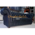 Windchester Chesterfield 3 sits soffa (K70) svart i färg helt i äkta skinn