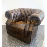 Windsor mellanbrun (A5M) Chesterfield fåtölj helt i äkta skinn