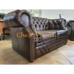 Windsor XL Chesterfield 2 sits soffa brun i färg helt i äkta skinn