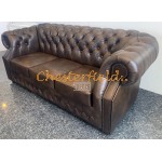 XL Windsor Chesterfield 3 sits soffa (A5M) mellanbrun i färg helt i äkta skinn