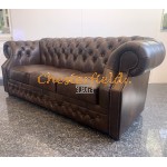 XL Windsor Chesterfield 3 sits soffa (A5M) mellanbrun i färg helt i äkta skinn