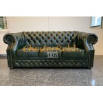 Windsor Chesterfield 3 sits soffa (A8) grön i färg helt i äkta skinn