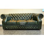 Windsor XL Chesterfield 3 sits soffa (A8) grön i färg helt i äkta skinn